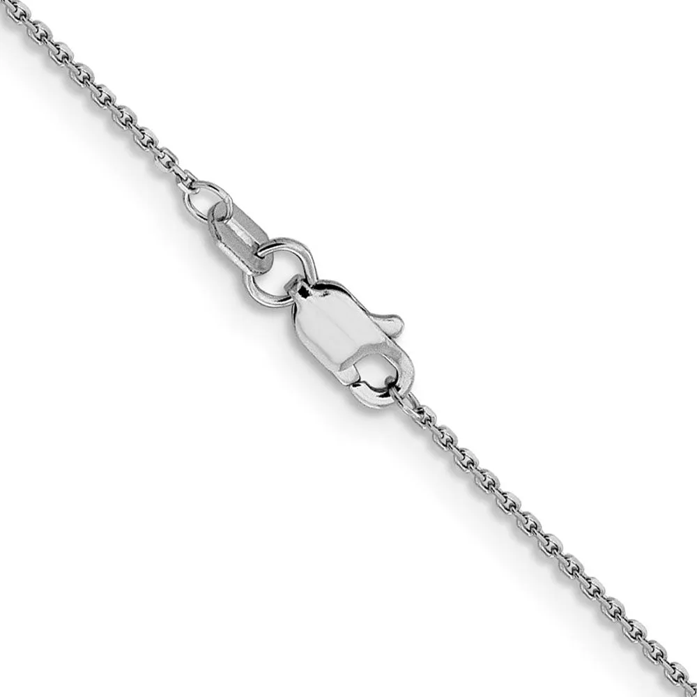 0.9mm 14k White Gold Solid Diamond Cut Cable Chain Necklace