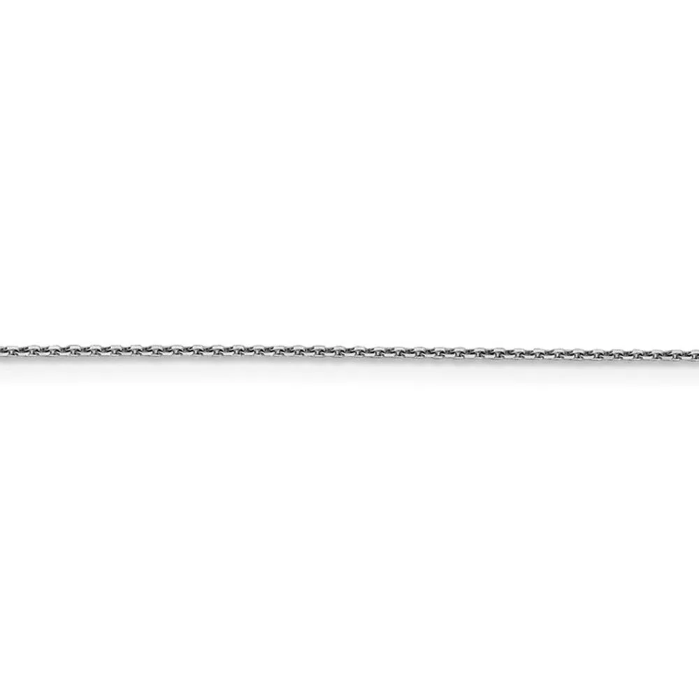 0.9mm 14k White Gold Solid Diamond Cut Cable Chain Necklace