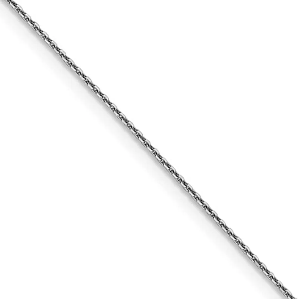 0.9mm 14k White Gold Solid Diamond Cut Cable Chain Necklace