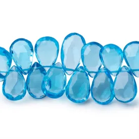 10-13mm Swiss Blue Topaz Faceted Pear Beads 8 inch 54 pieces AAA