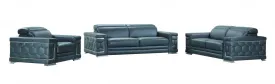 114" Sturdy Dark Grey Leather Sofa Set By Homeroots