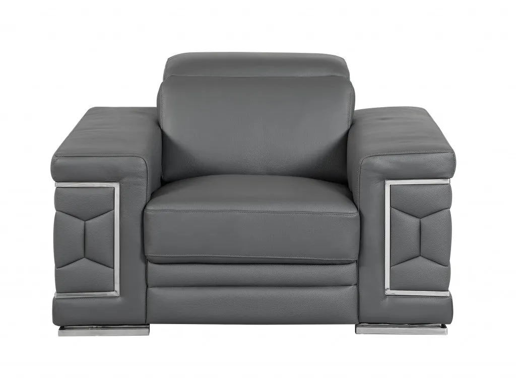 114" Sturdy Dark Grey Leather Sofa Set By Homeroots