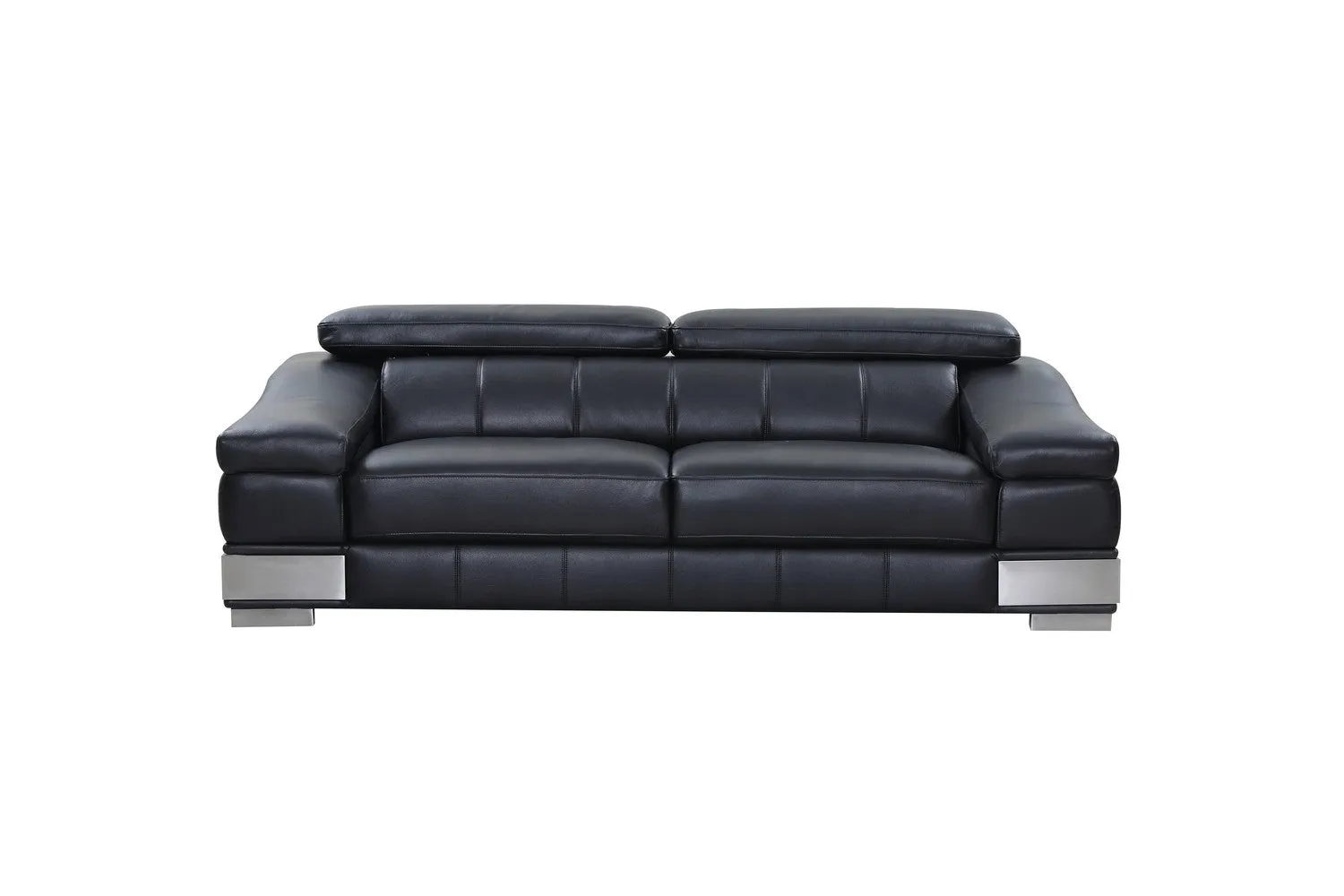 117" Modern Black Leather Sofa Set By Homeroots