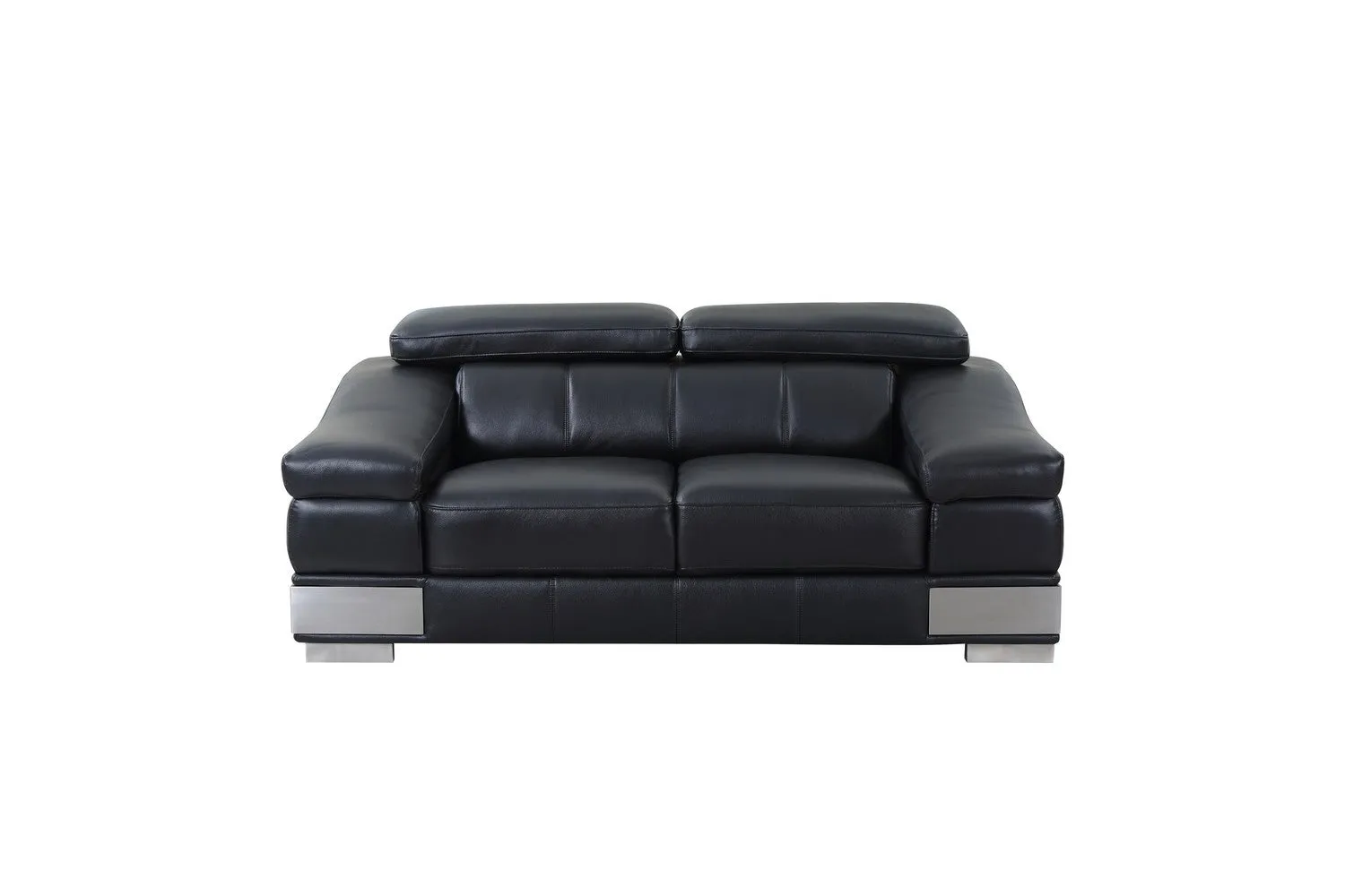 117" Modern Black Leather Sofa Set By Homeroots