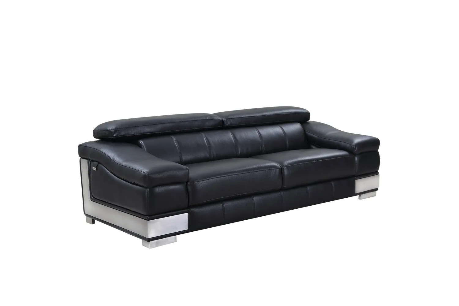 117" Modern Black Leather Sofa Set By Homeroots