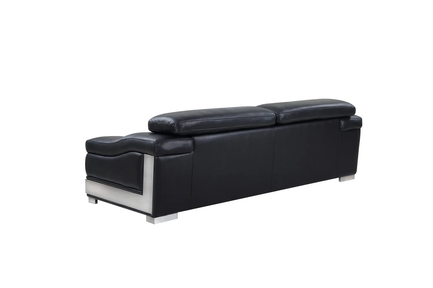 117" Modern Black Leather Sofa Set By Homeroots