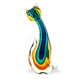 12 Mouth Blown MultiColor Feline Art Glass By Homeroots