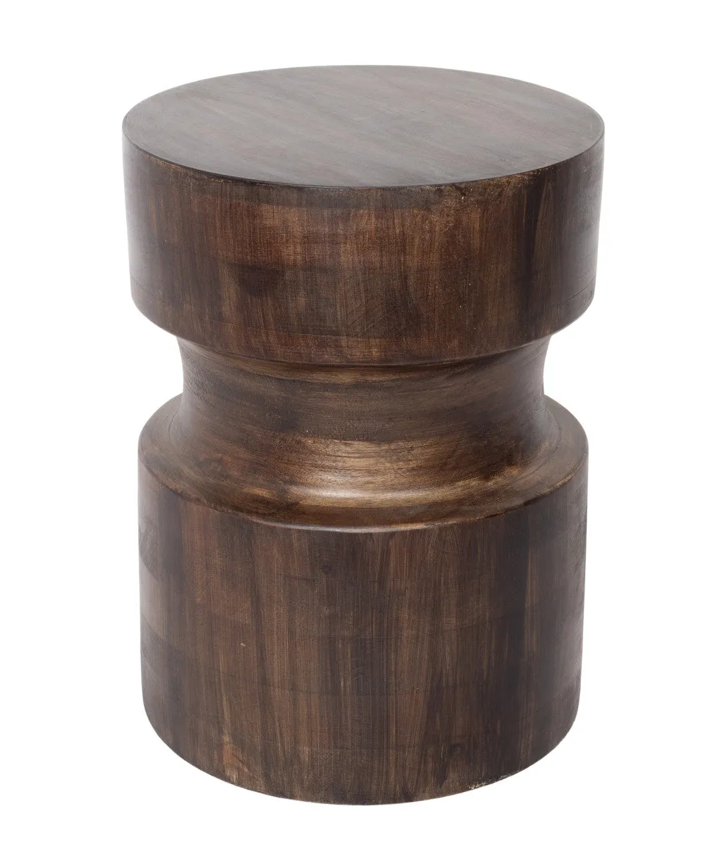 16" Brown Solid Wood Drum End Table By Homeroots