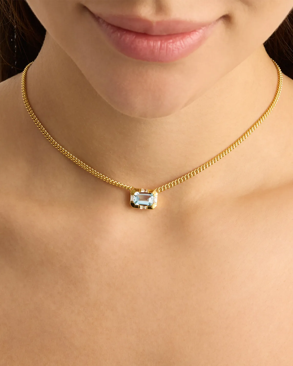 18k Gold Vermeil Calm Your Soul Topaz Curb Choker