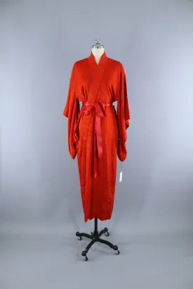 1920s Vintage Silk Kimono Robe / Bright Red