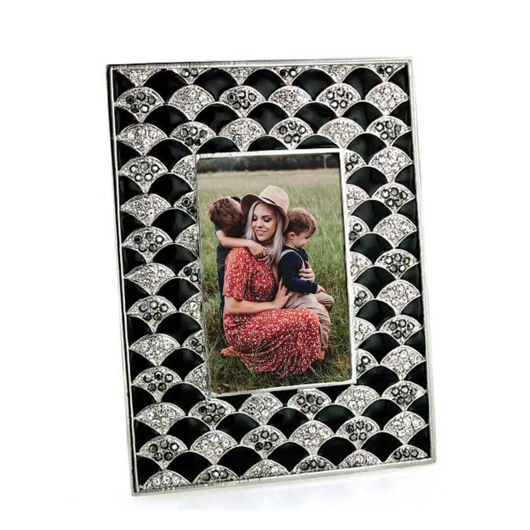 1928 Jewelry Crystal Fan Symphony Square Picture Frame 2" x 3"