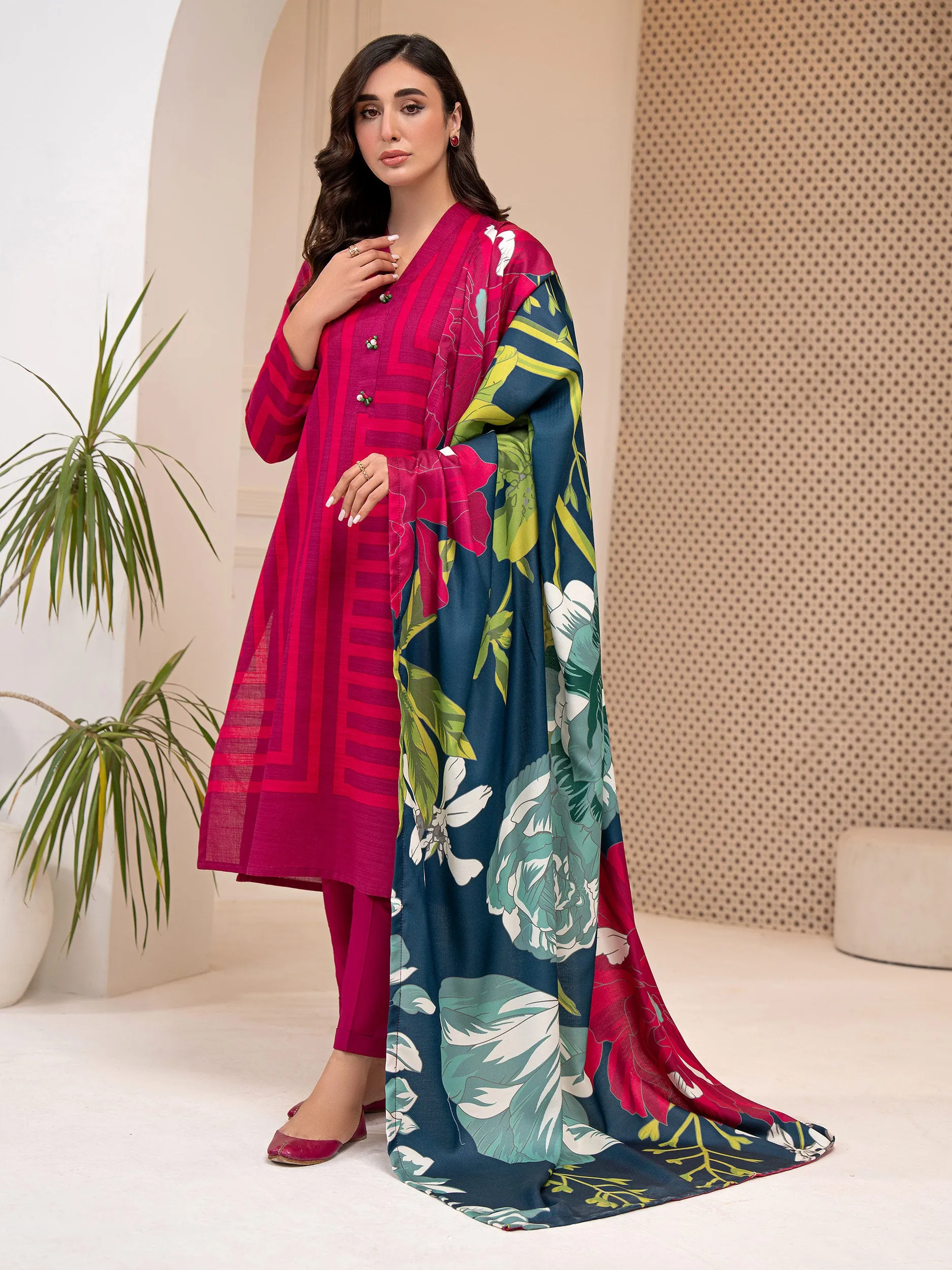 2 Piece Khaddar Suit-Printed (Unstitched)