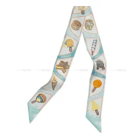 2024 SS HERMES scarf Twilly Funny Ice Cream Aqua/Orange/Jaune Silk100%[BRAND NEW][Authentic]