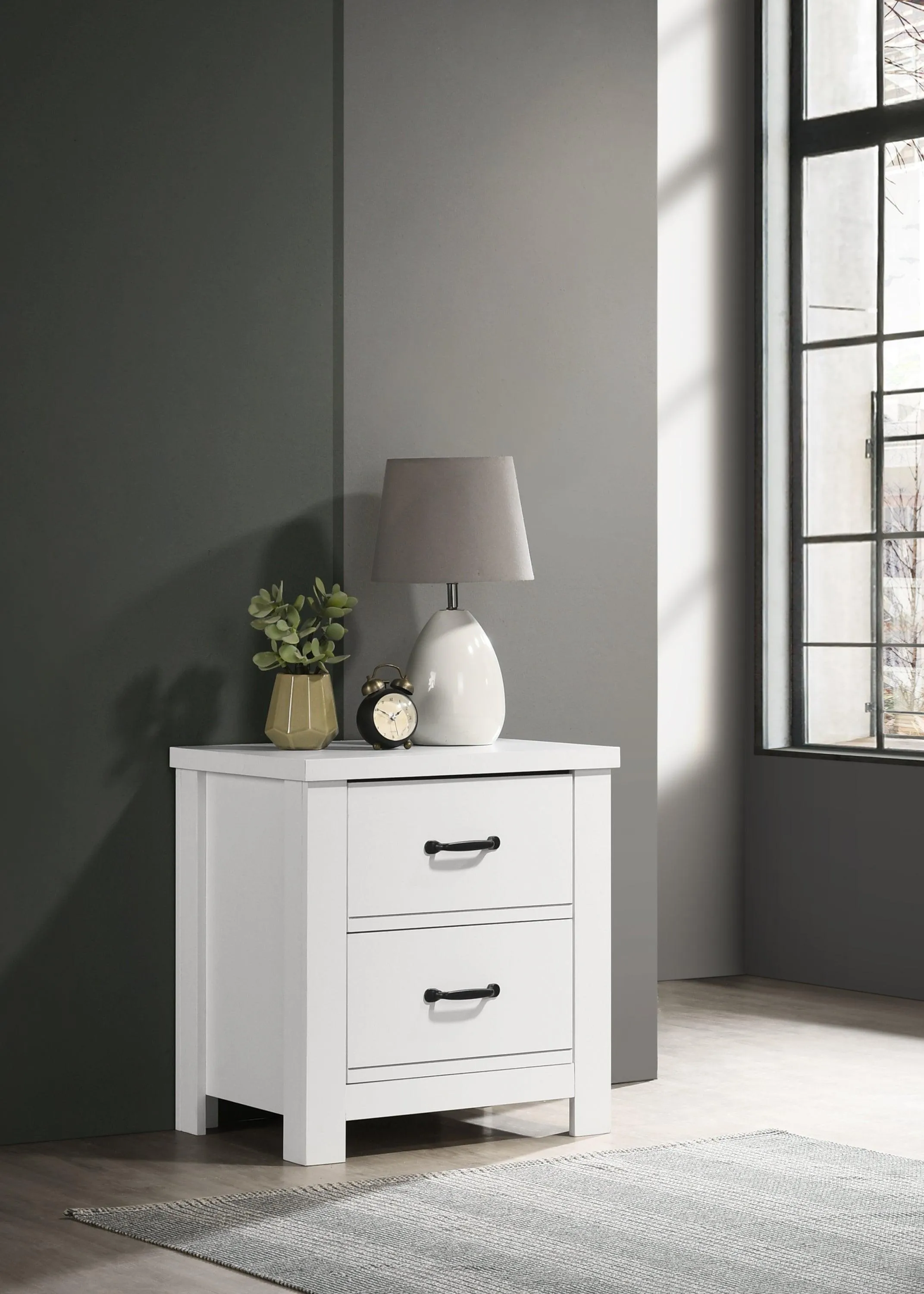 21.5" White 2-Drawer Nightstand Bedside Table