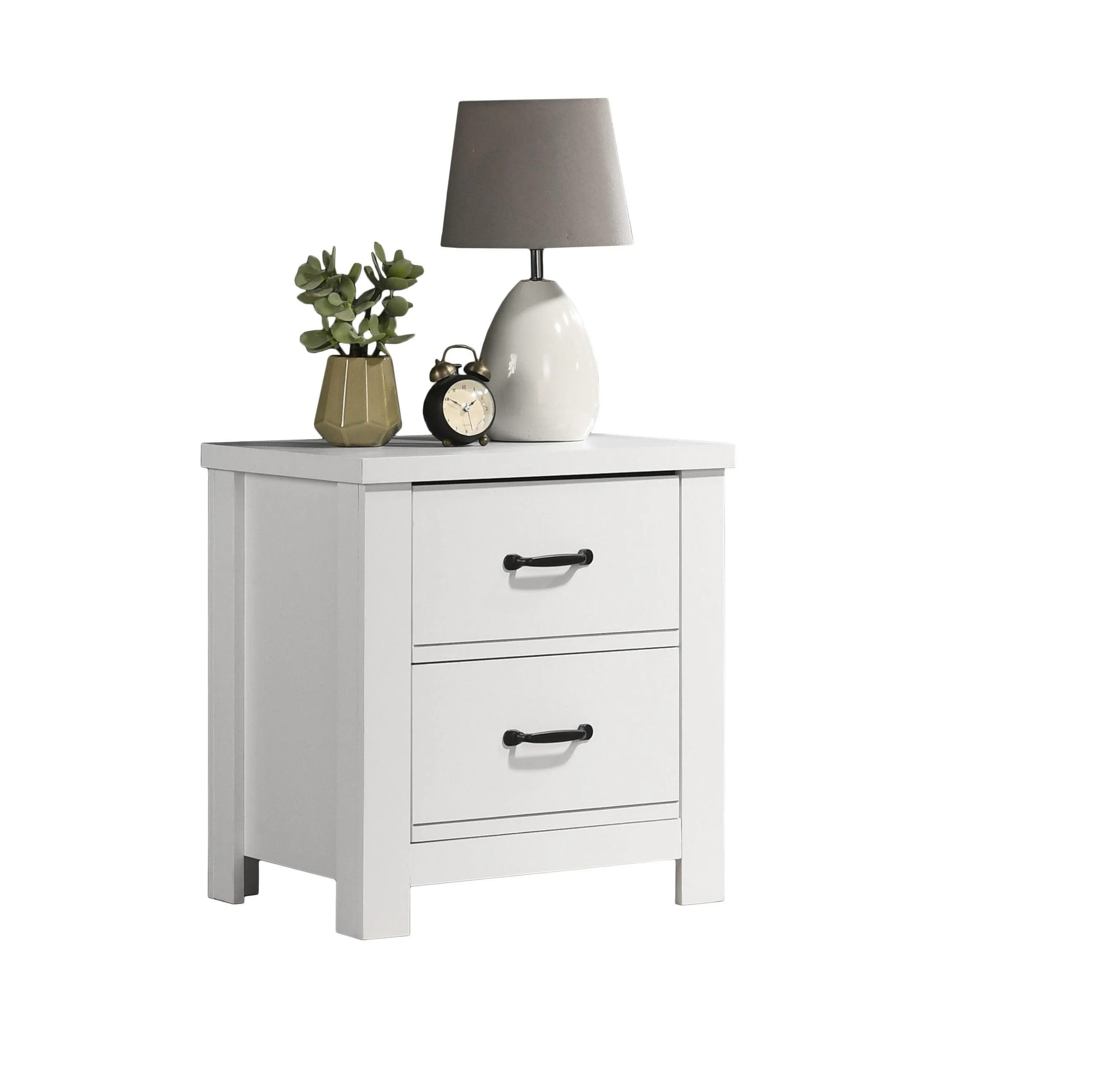 21.5" White 2-Drawer Nightstand Bedside Table