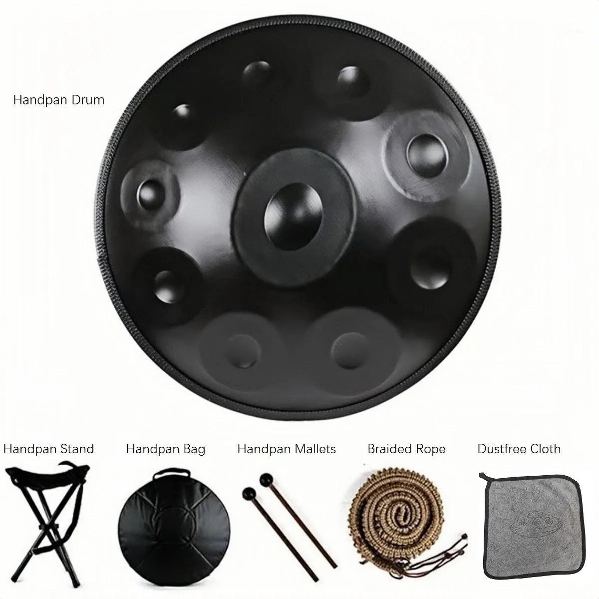 440HZ Steel Tongue Drum Percussion Instrument Handpan Drum in D Minor 10 Notes