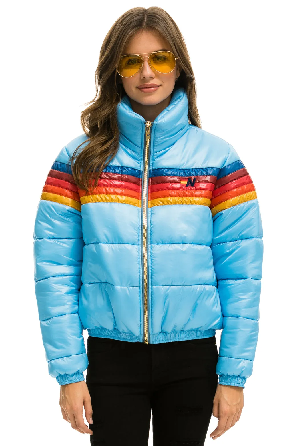 5 STRIPE LUXE APRES PUFFER JACKET - GLOSSY SKY