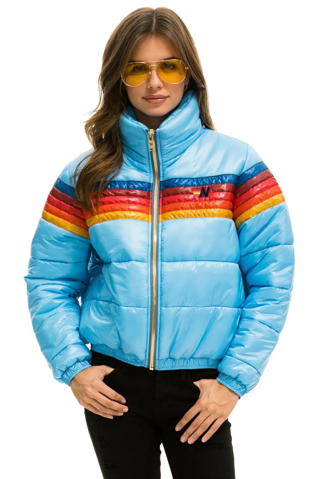 5 STRIPE LUXE APRES PUFFER JACKET - GLOSSY SKY