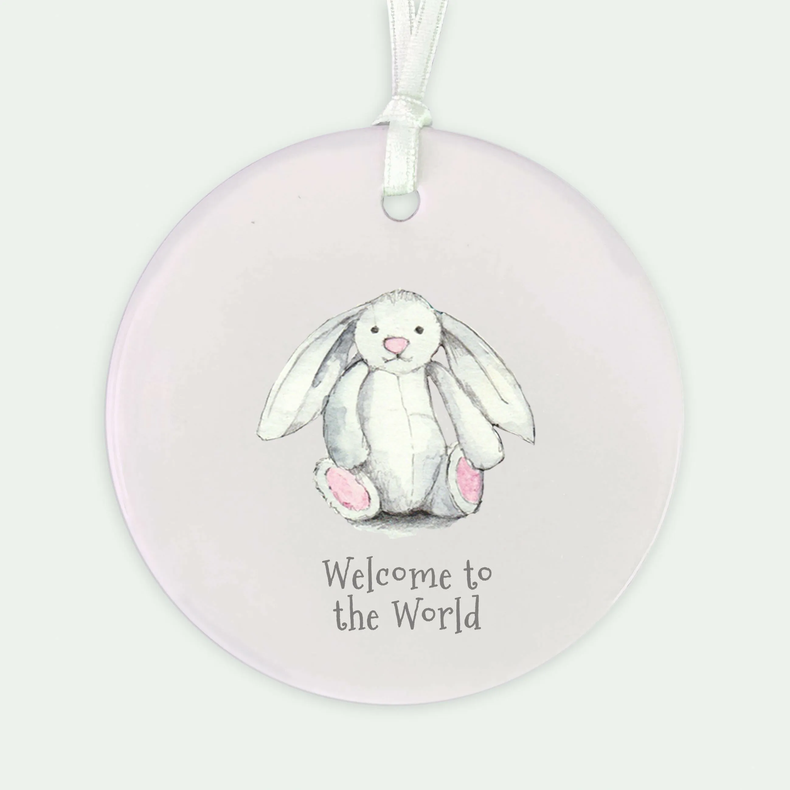 A6 Greeting Card with Ceramic Keepsake - Baby Girl Bunny