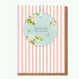 A6 Greeting Card with Ceramic Keepsake - Blossom Aqua Loved