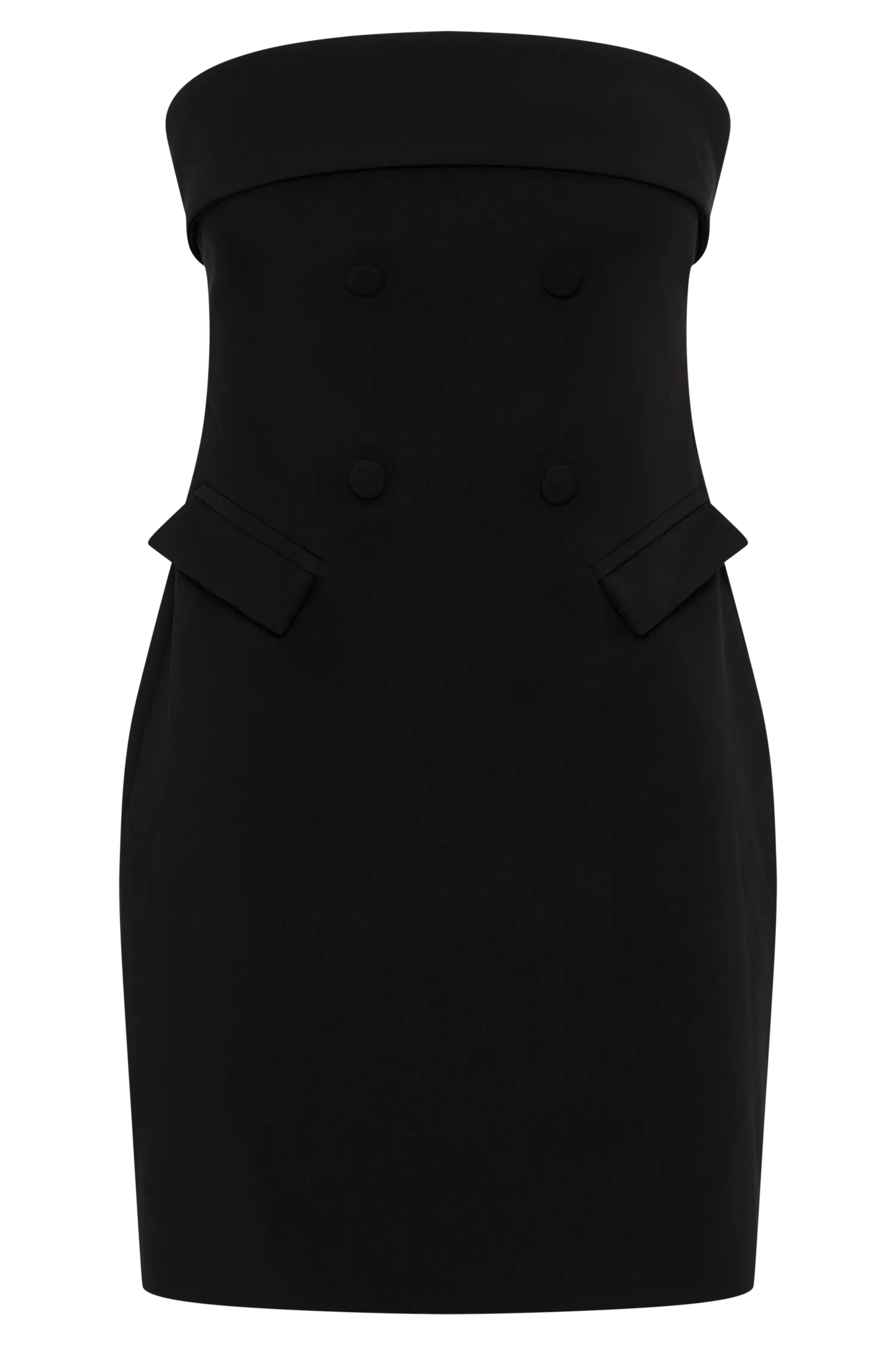 Abbie Strapless Suiting Mini Dress - Black