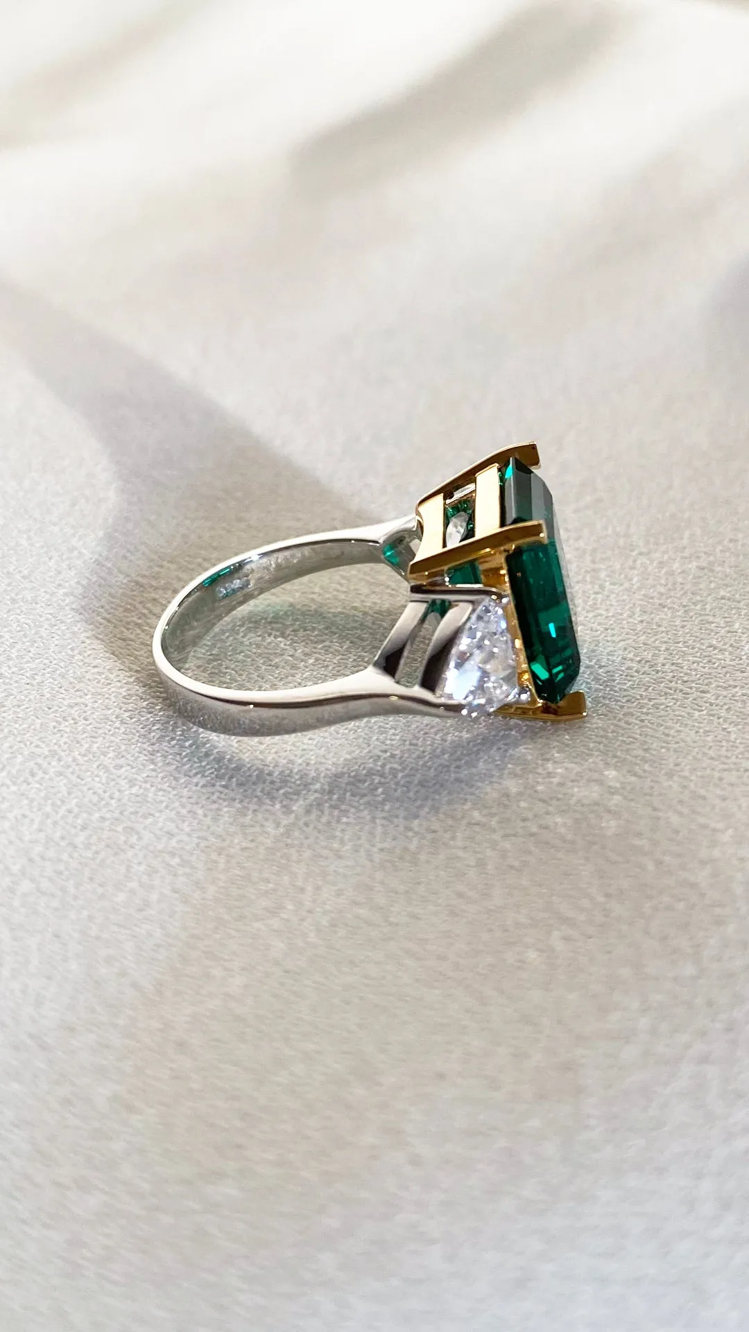 Adila Emerald Green Cocktail White Gold Plated