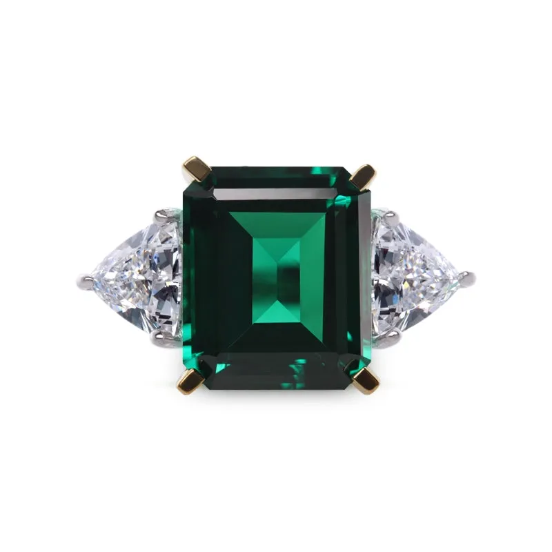 Adila Emerald Green Cocktail White Gold Plated