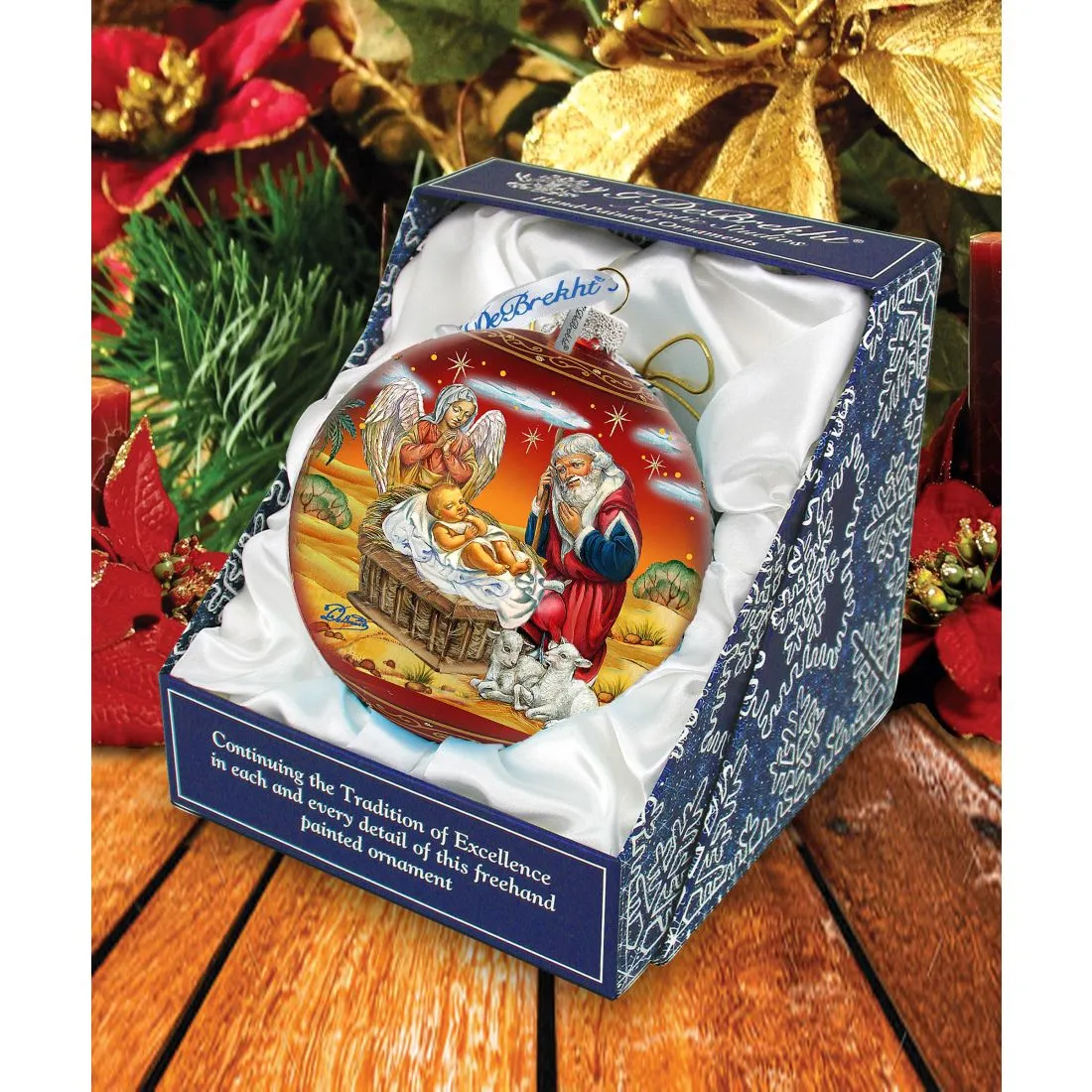 Adoration Ball in Red Glass Ornament - Limited Edition by G DeBrekht Nativity Holiday Dcor - 73864R