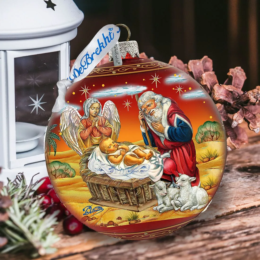 Adoration Ball in Red Glass Ornament - Limited Edition by G DeBrekht Nativity Holiday Dcor - 73864R