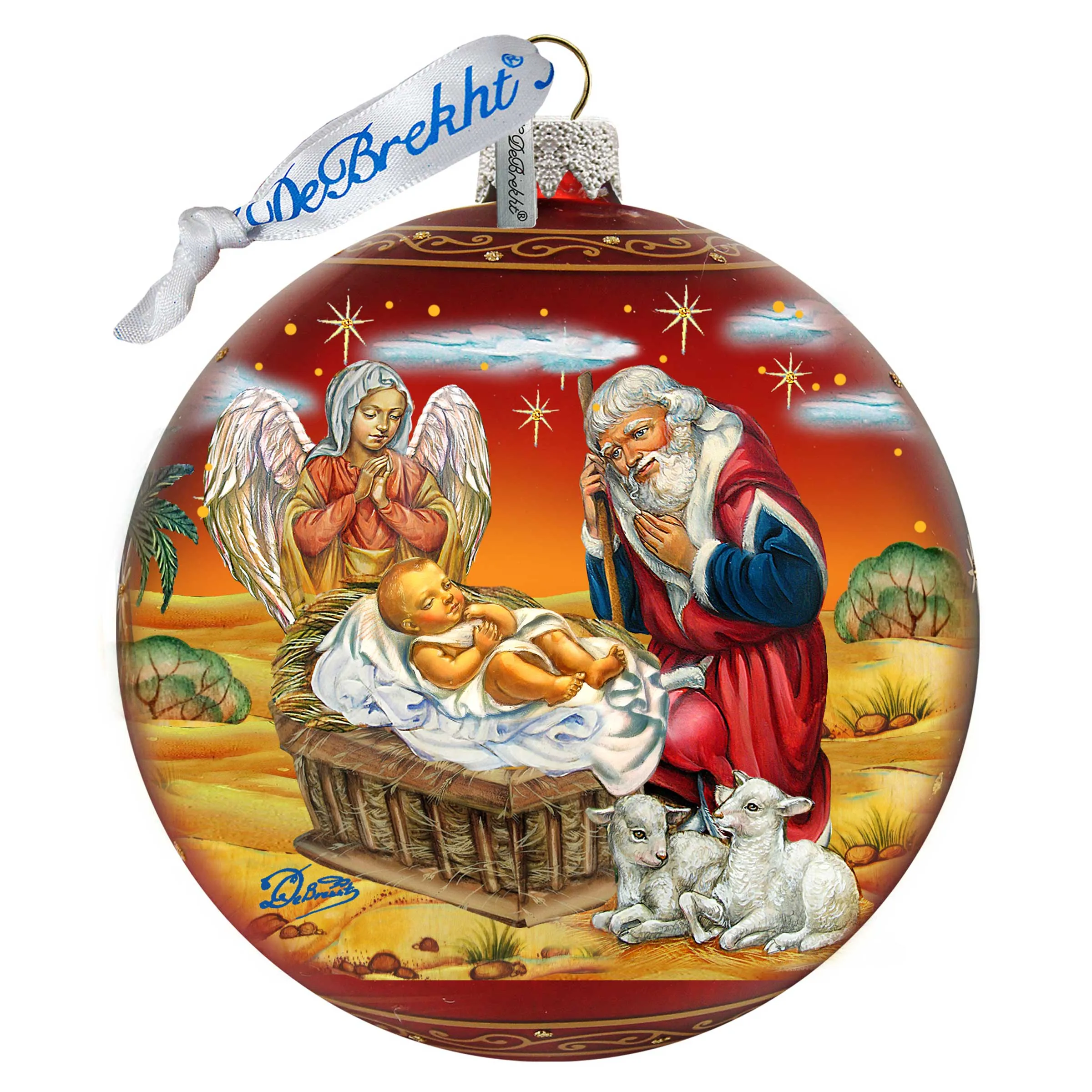 Adoration Ball in Red Glass Ornament - Limited Edition by G DeBrekht Nativity Holiday Dcor - 73864R