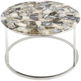 Agate Round Coffee Table On Nickel Frame