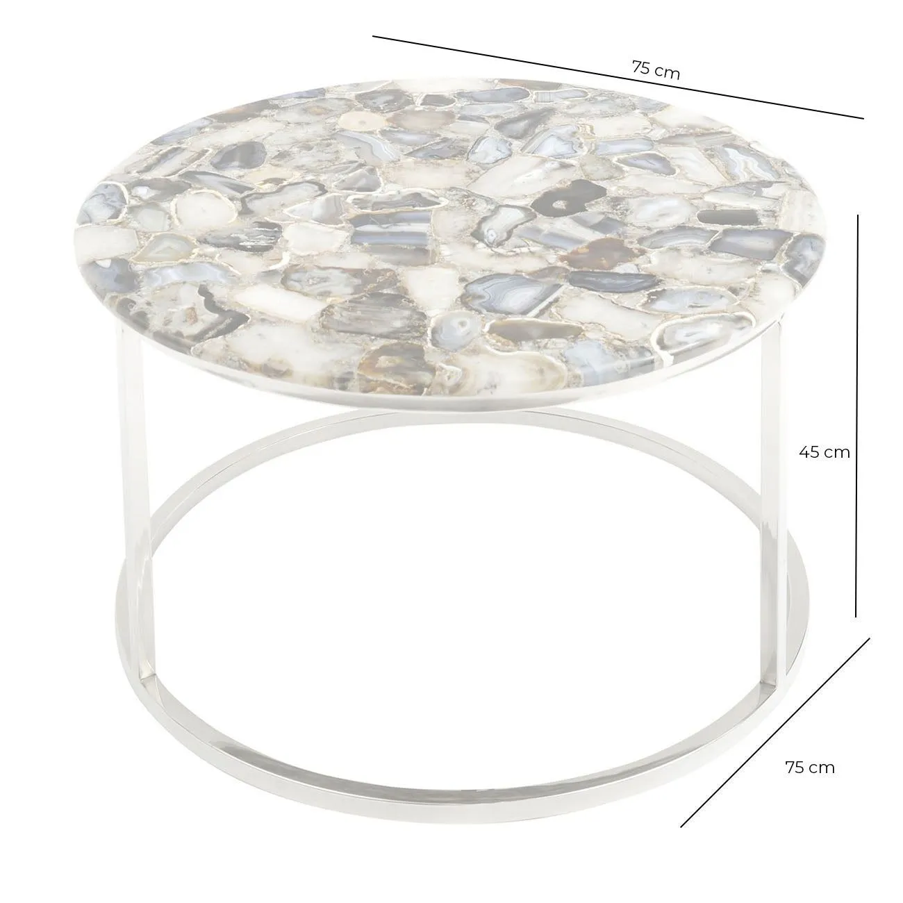 Agate Round Coffee Table On Nickel Frame