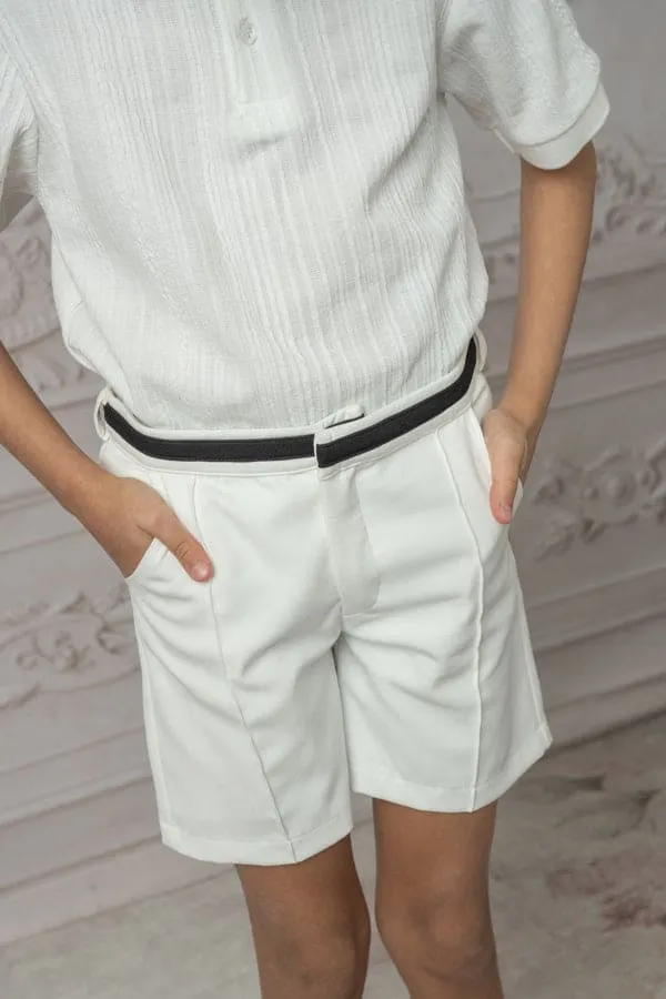 Alex White Shorts With Black Contrast Line