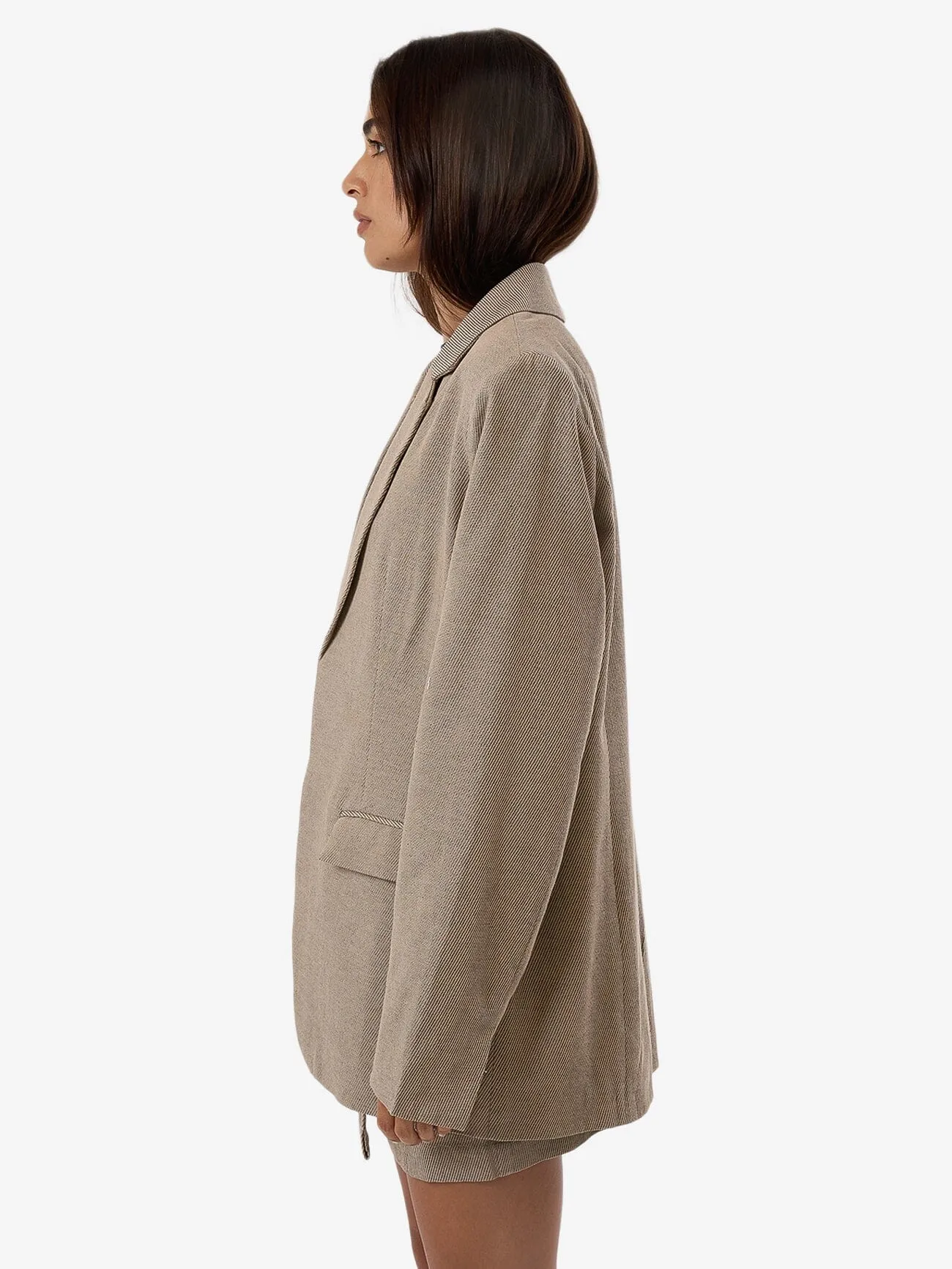 Allegra Twill Suiting Blazer - Tan Black