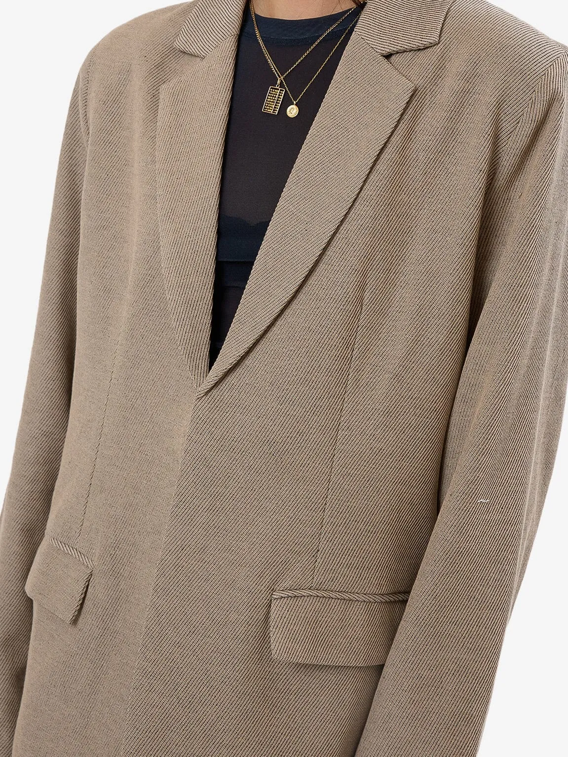 Allegra Twill Suiting Blazer - Tan Black