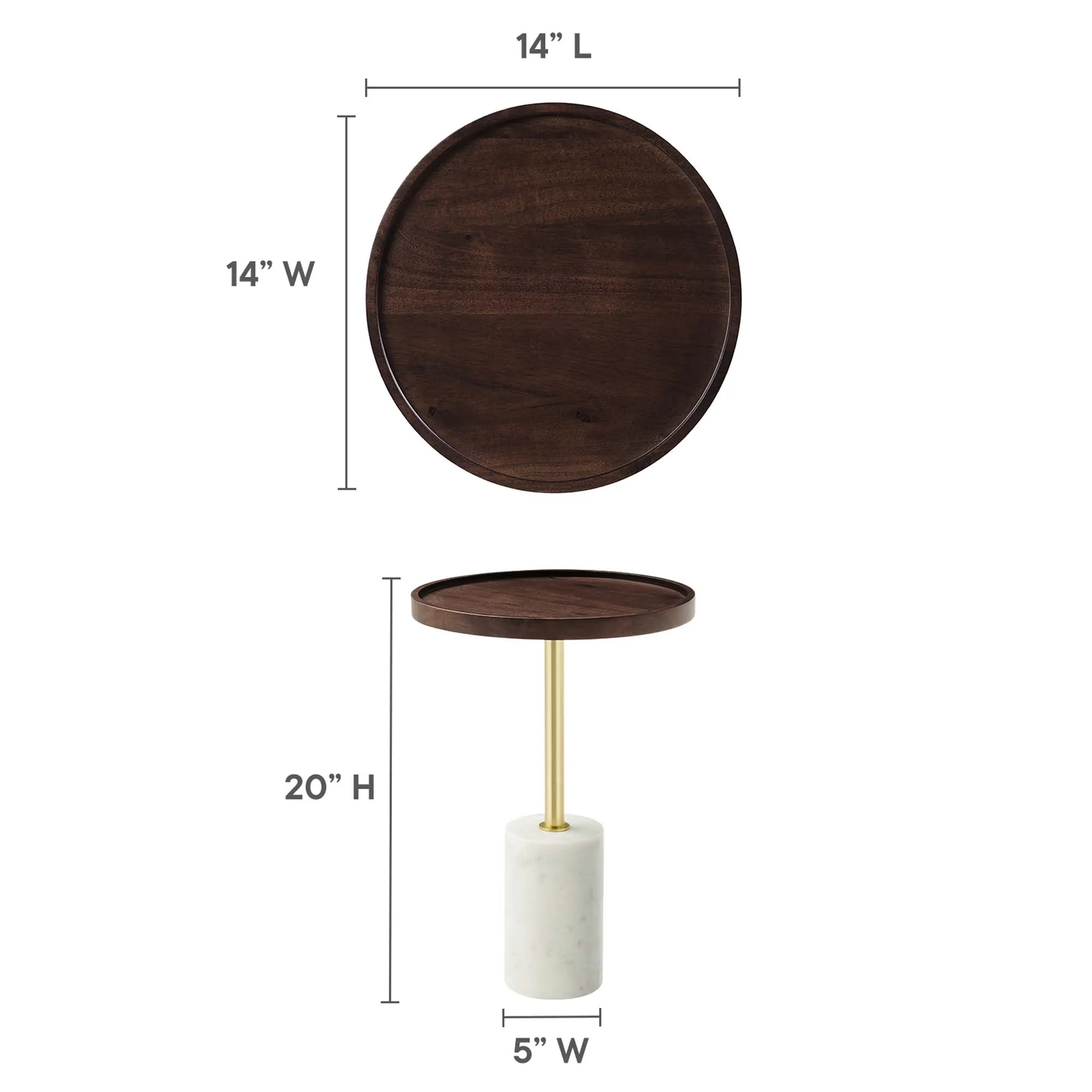 Amina Round Acacia Wood Side Table by Modway