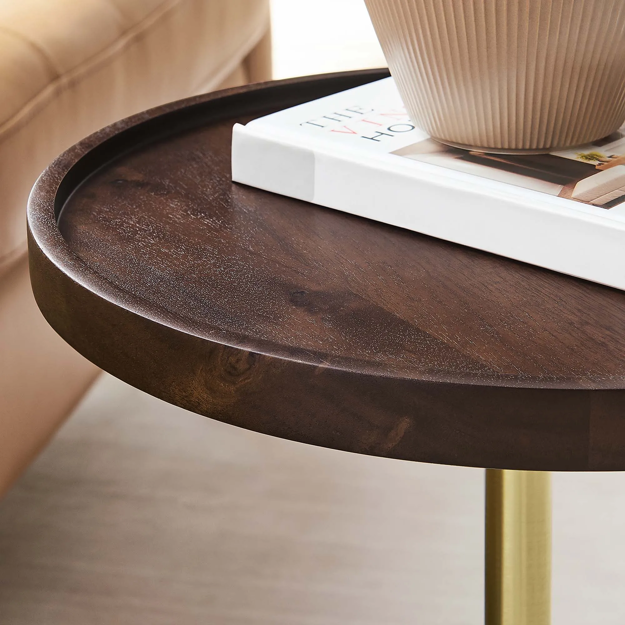 Amina Round Acacia Wood Side Table by Modway