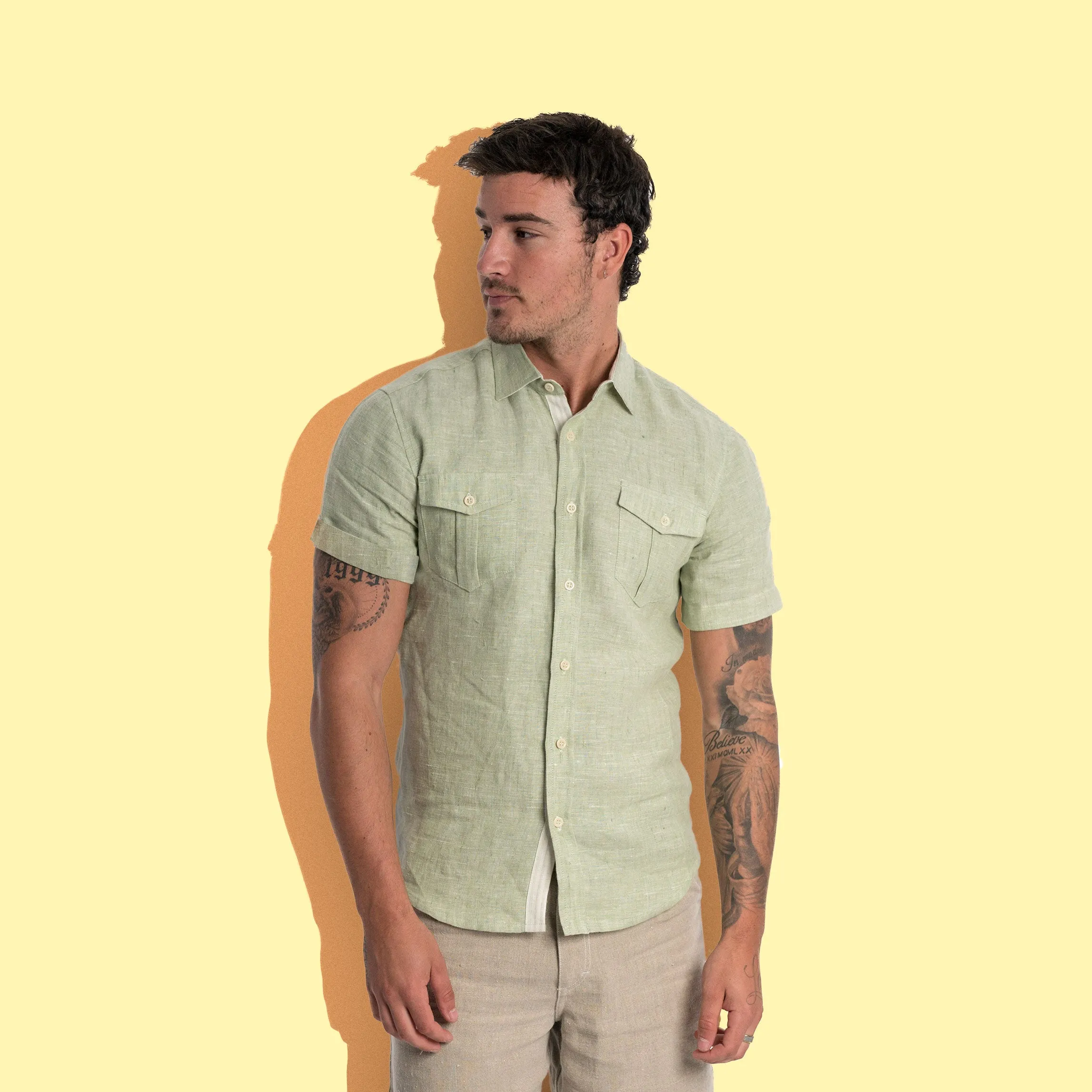 AMSTERDAM Slim-Fit Short-Sleeve 100% Organic Hemp Shirt