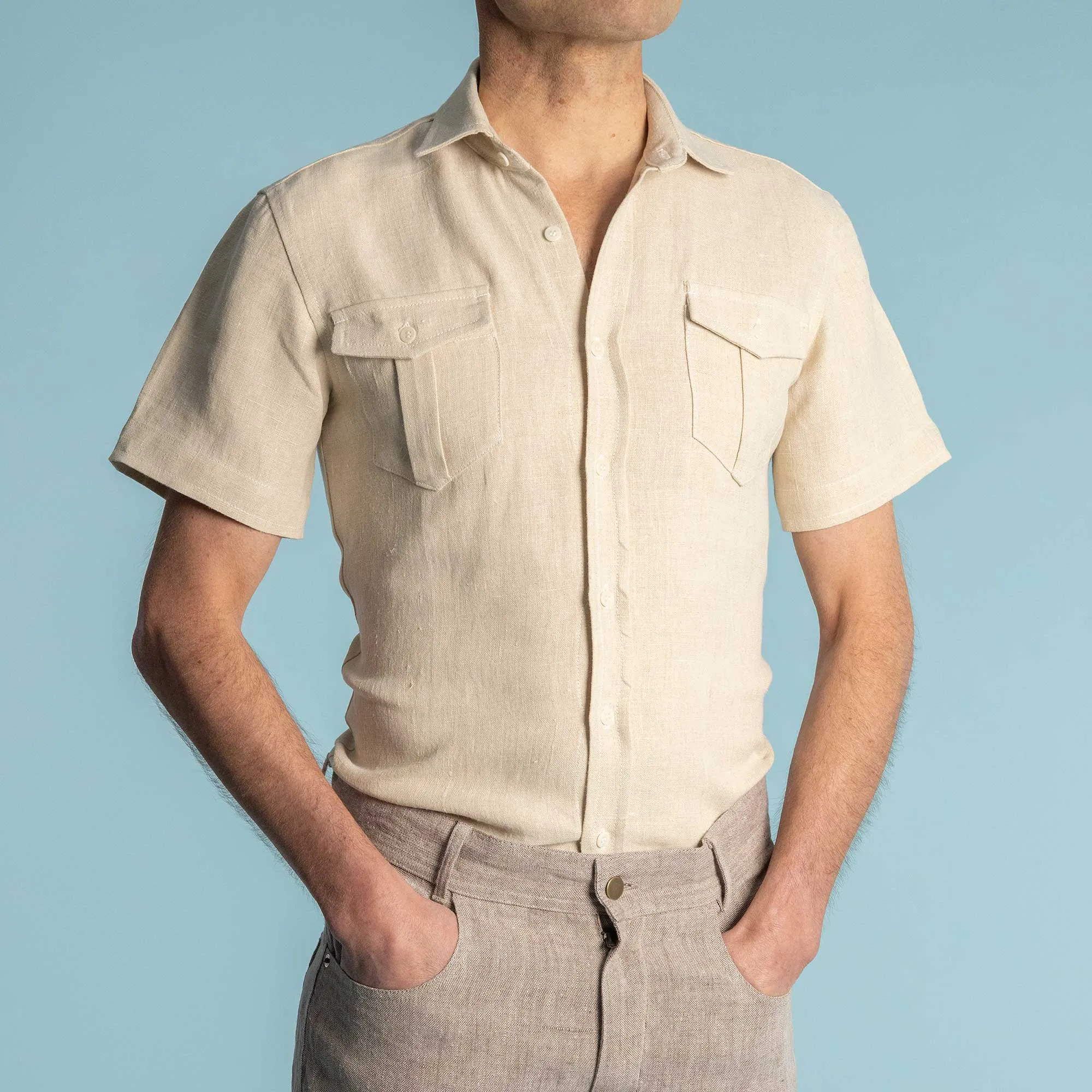 AMSTERDAM Slim-Fit Short-Sleeve 100% Organic Hemp Shirt