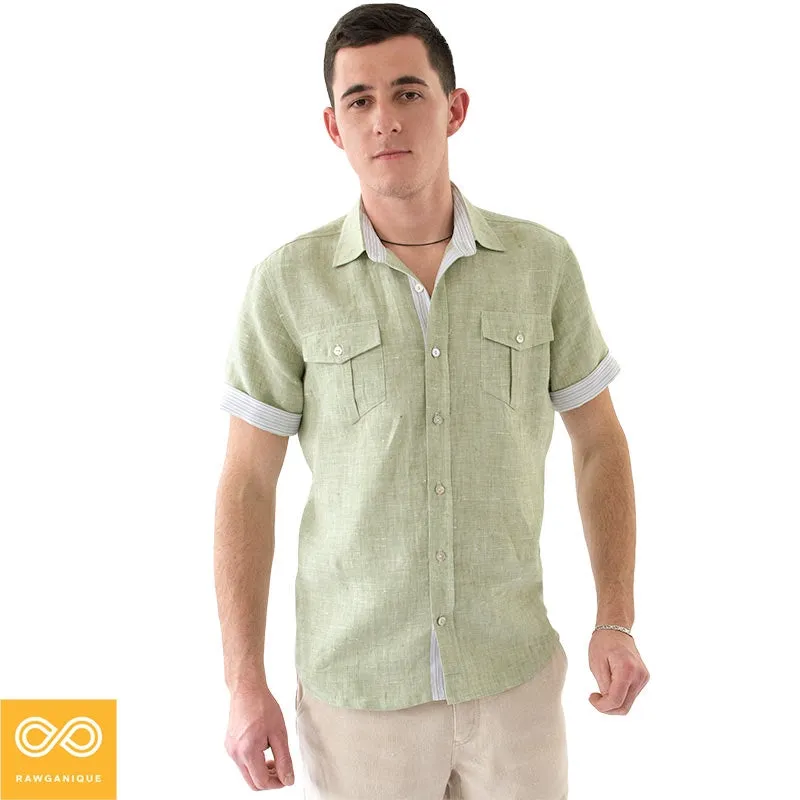 AMSTERDAM Slim-Fit Short-Sleeve 100% Organic Hemp Shirt