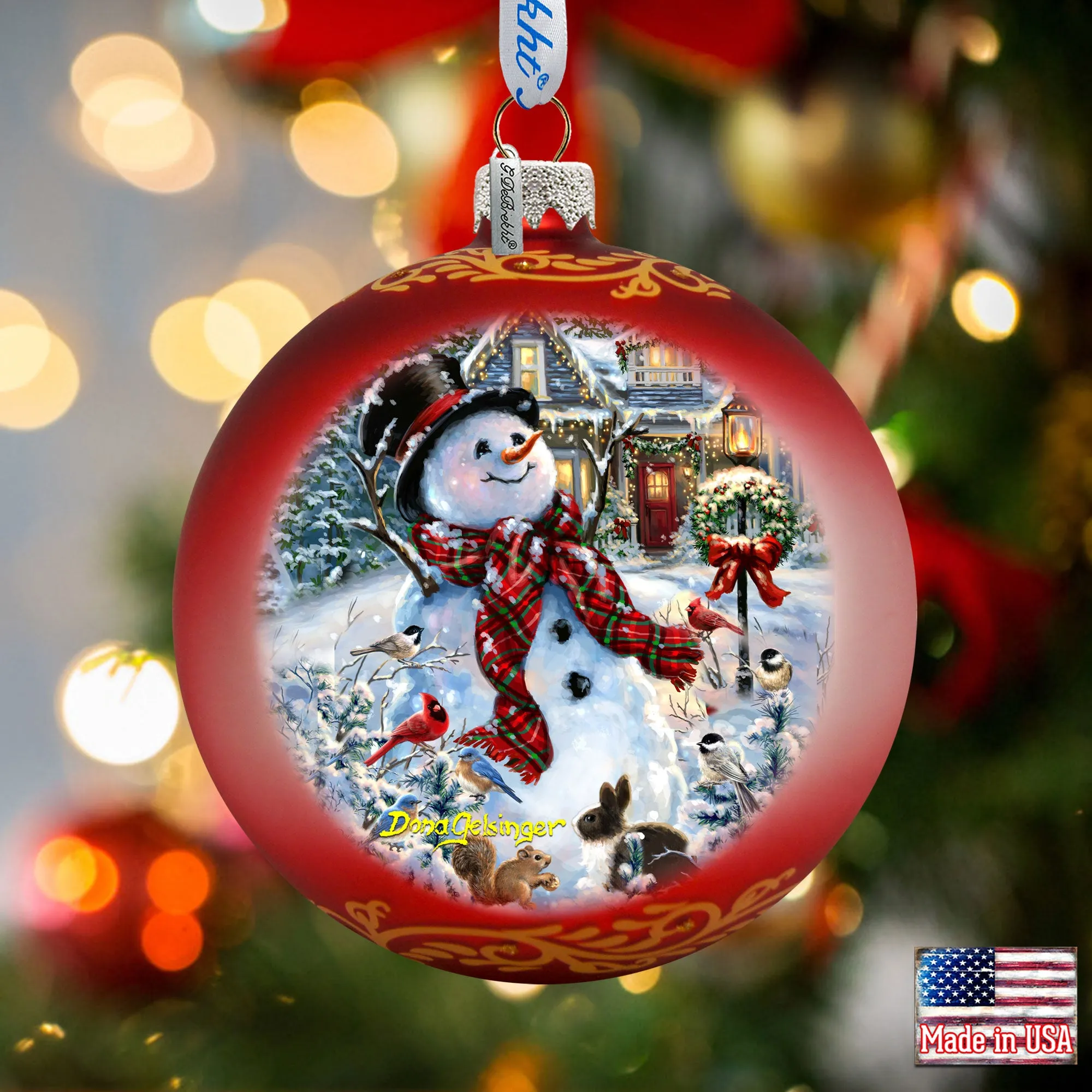 An Old-fashioned Christmas Glass Ornament by D. Gelsinger - Christmas Santa Snowman Décor - 71117-1563