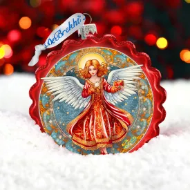 Angel with Love Wreath Glass Ornament by G. Debrekht - Nativity Holiday Décor - 759-062