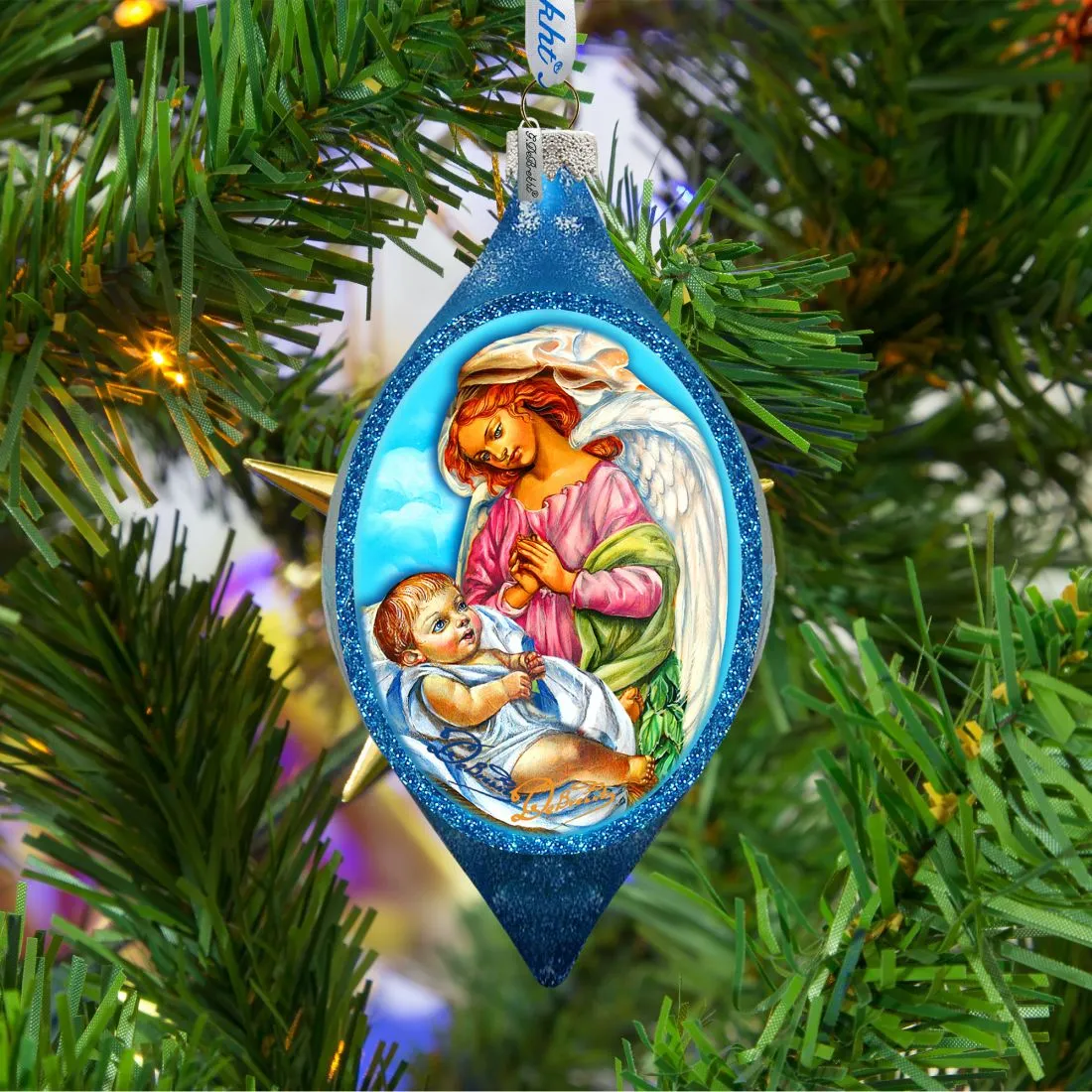 Angelic Touch Drop Glass Ornament by G. DeBrekht - Nativity Holiday Décor - 757-022