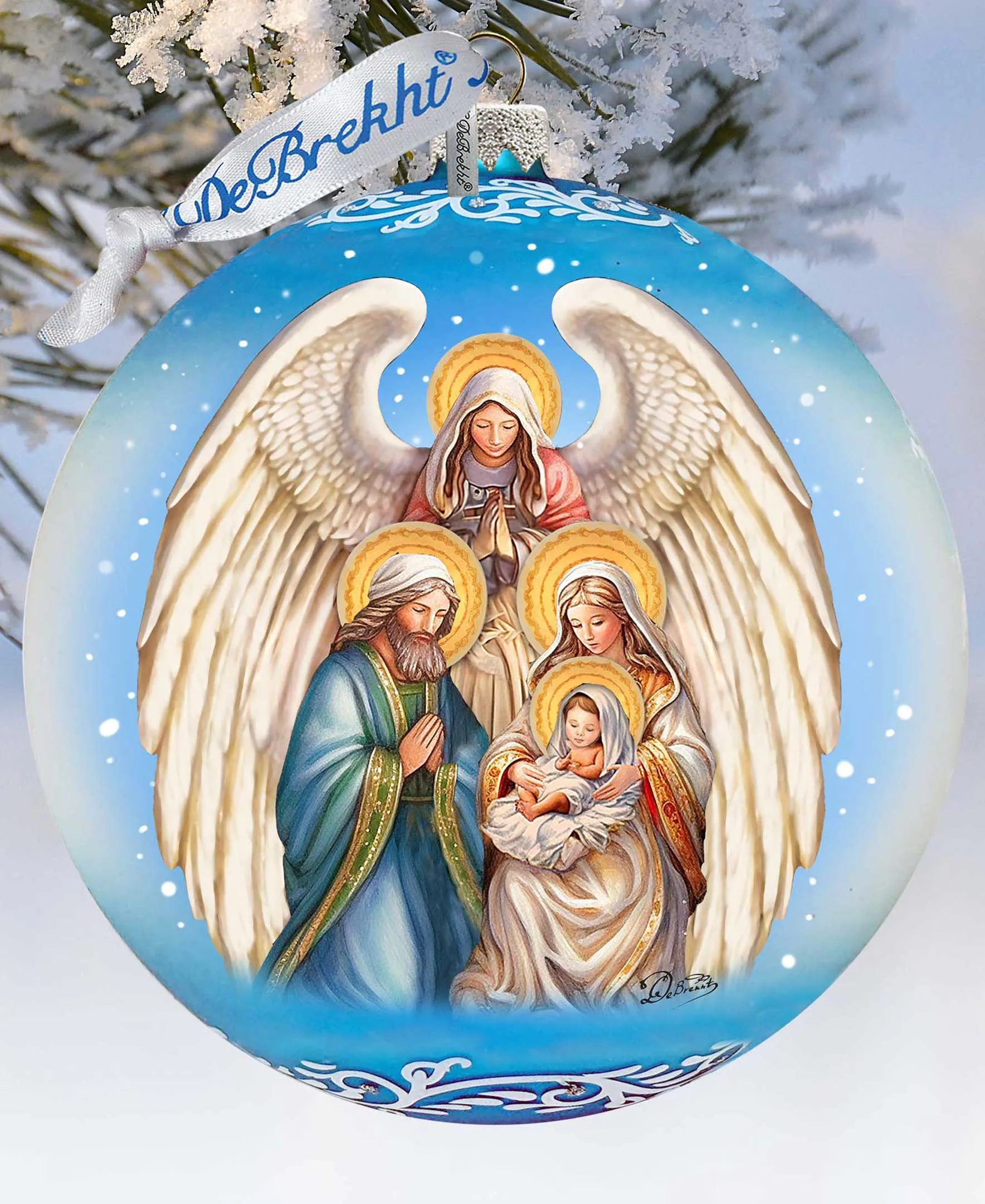 Angel's Divine Presence Nativity Lg Glass Ornament by G. Debrekht - Nativity Holiday Décor - 73934