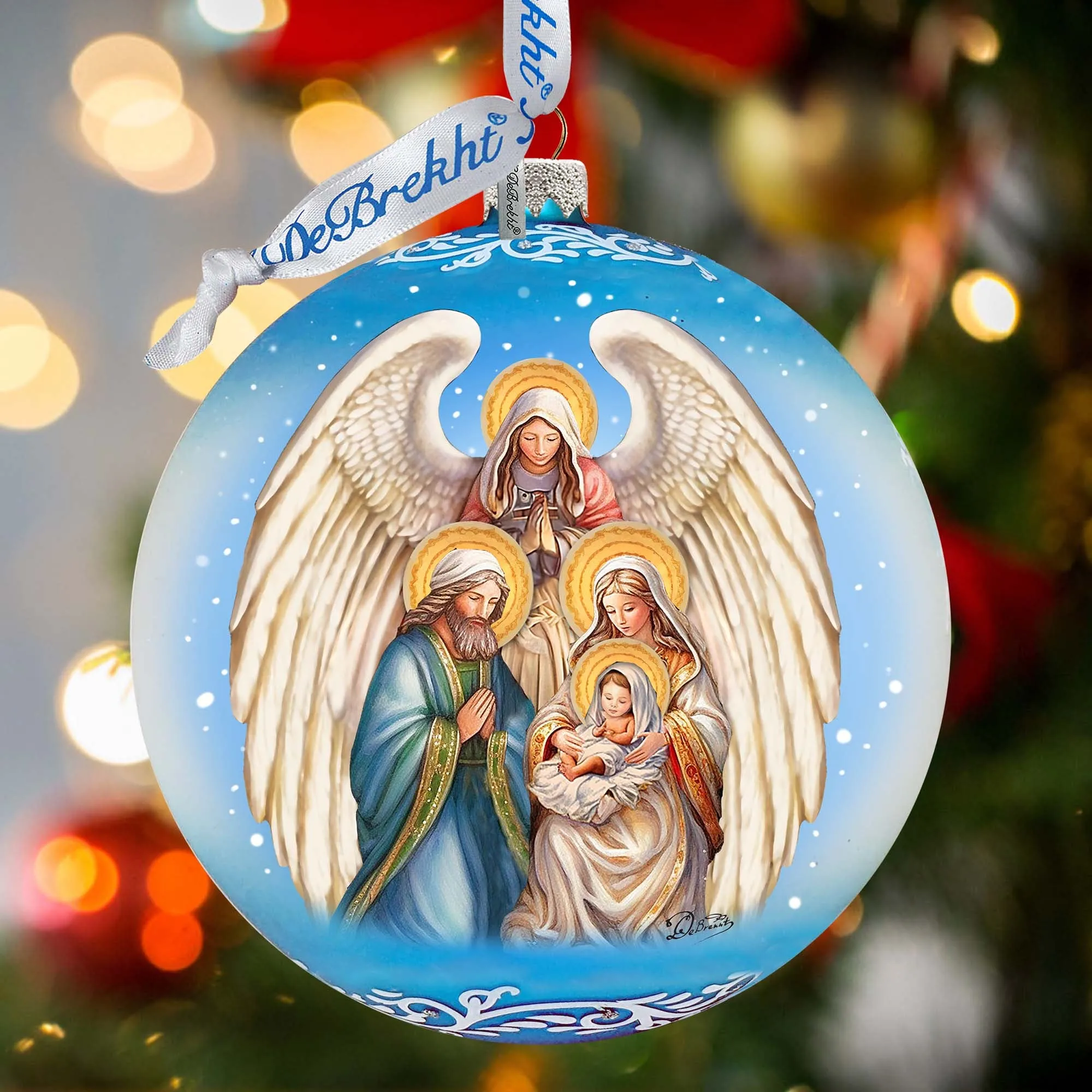 Angel's Divine Presence Nativity Lg Glass Ornament by G. Debrekht - Nativity Holiday Décor - 73934