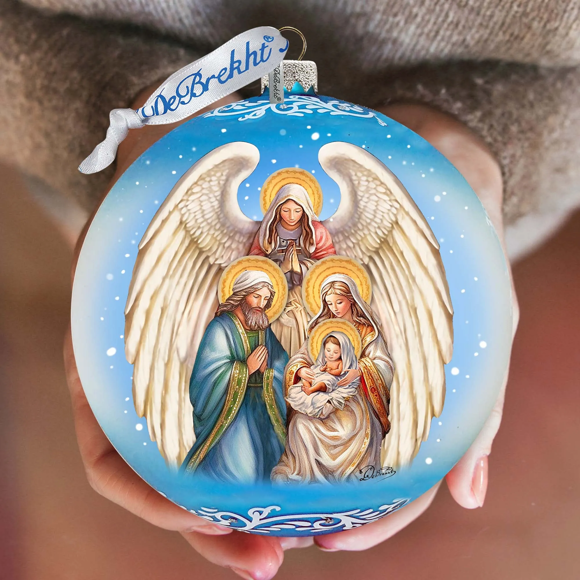 Angel's Divine Presence Nativity Lg Glass Ornament by G. Debrekht - Nativity Holiday Décor - 73934