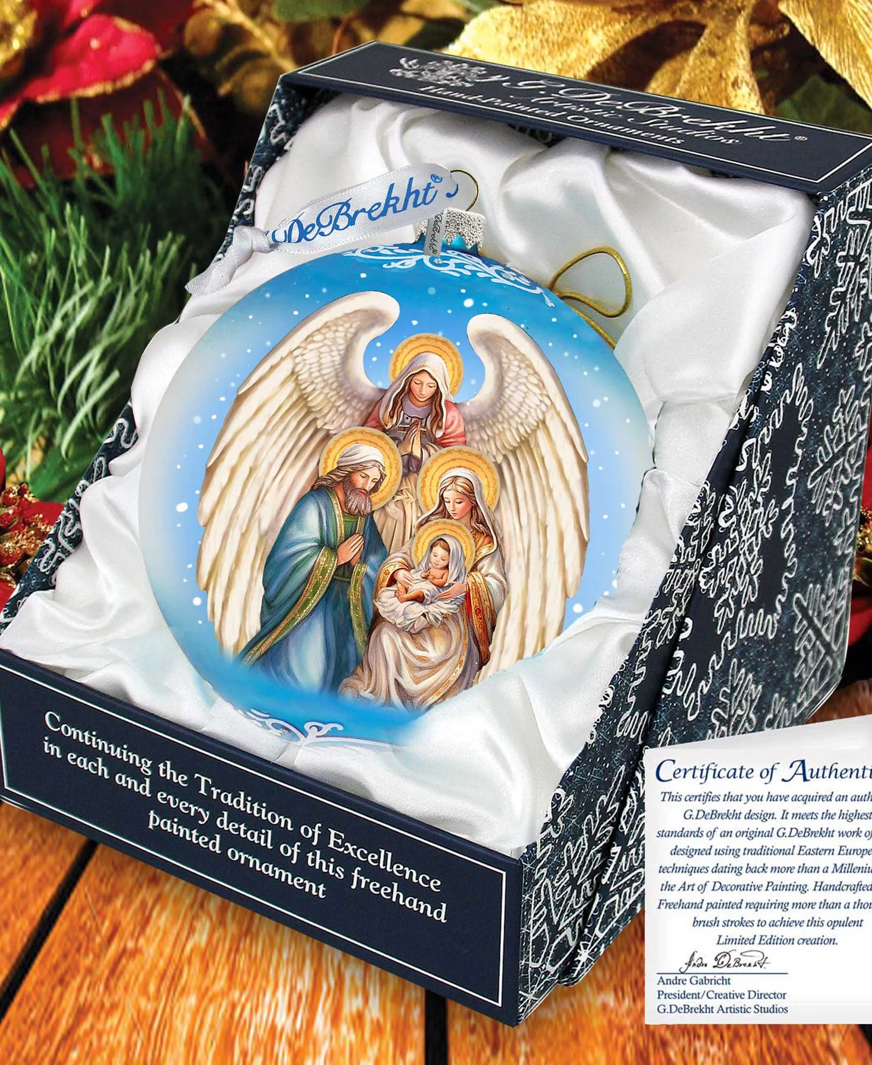 Angel's Divine Presence Nativity Lg Glass Ornament by G. Debrekht - Nativity Holiday Décor - 73934