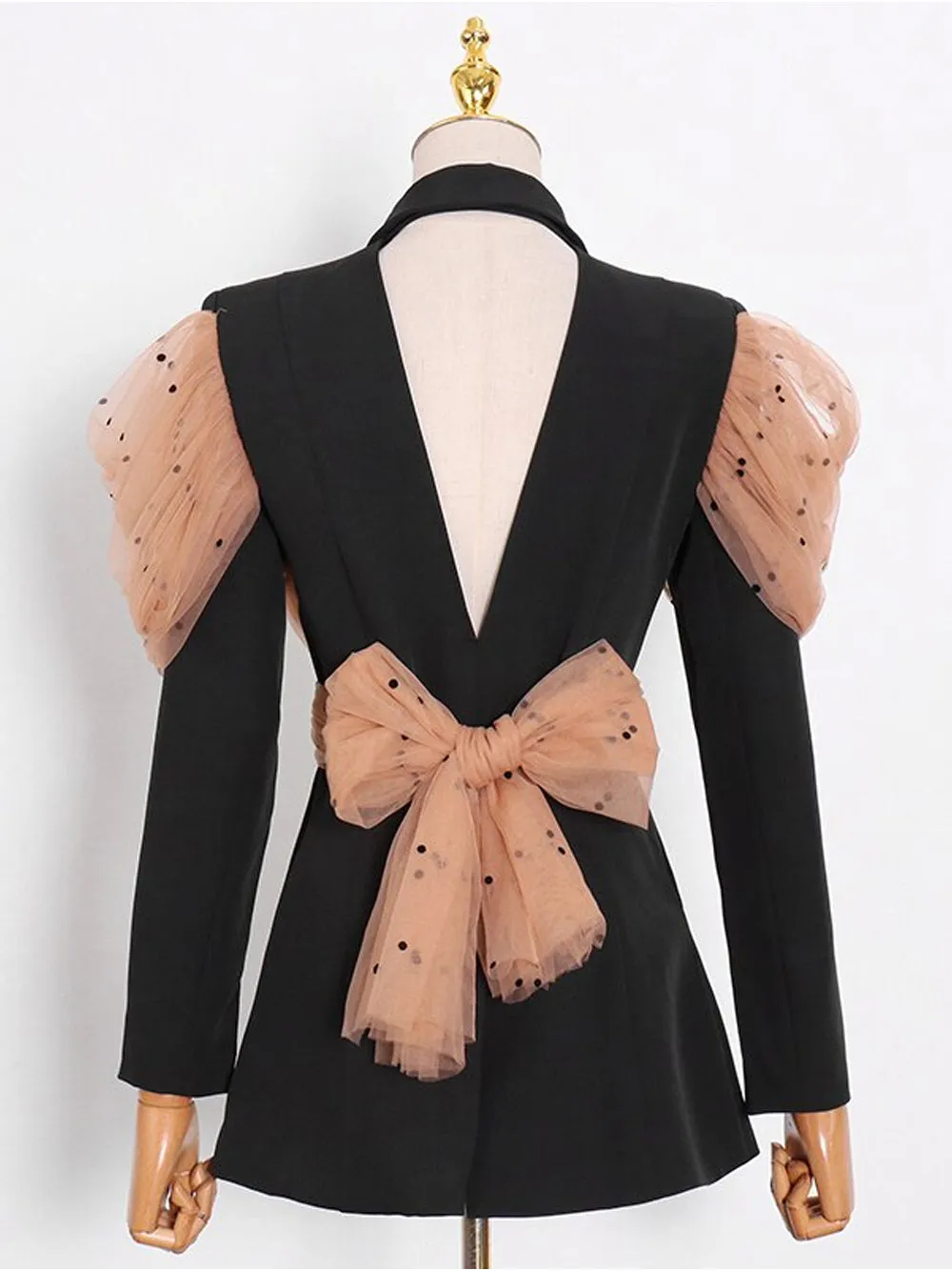 ARCO Blazer w Wrapped Mesh Bow-knot