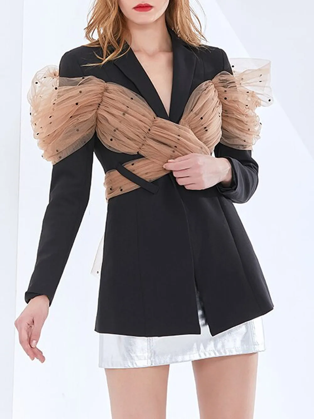 ARCO Blazer w Wrapped Mesh Bow-knot