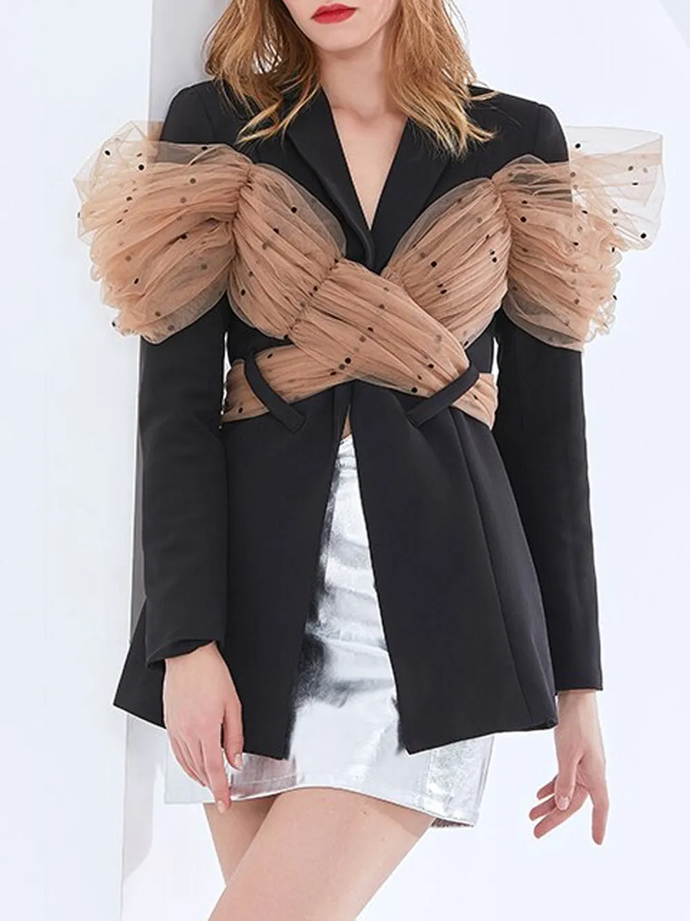 ARCO Blazer w Wrapped Mesh Bow-knot